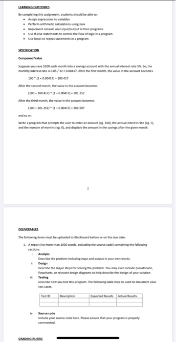LEARNING OUTCOMES By completing this assignment, students should be able to • Assign expressions to variables • Perform arith