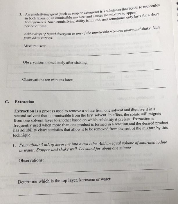 Solved 3. An emulsifying agent (such as soap or detergent)