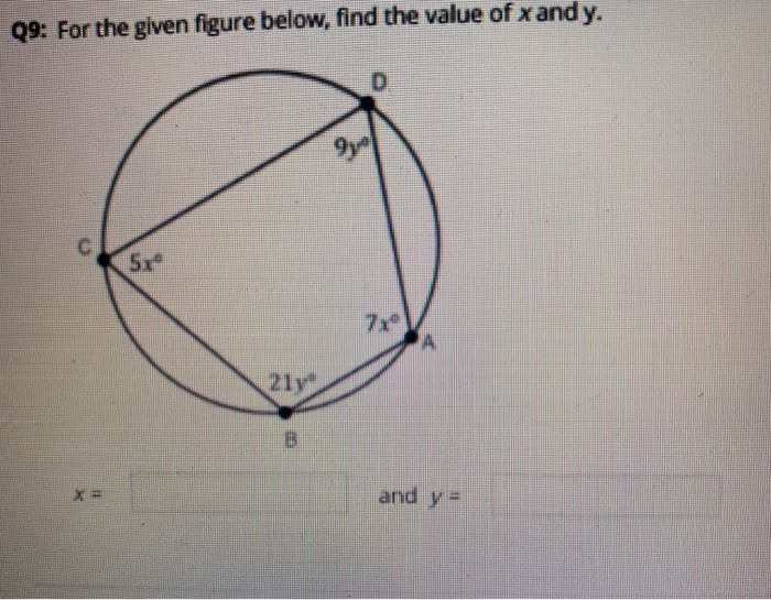 Solved for the given figure below, find the value of x and y | Chegg.com