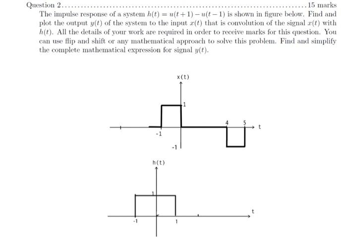 Solved Question 2. 15 marks The impulse response of a system | Chegg.com