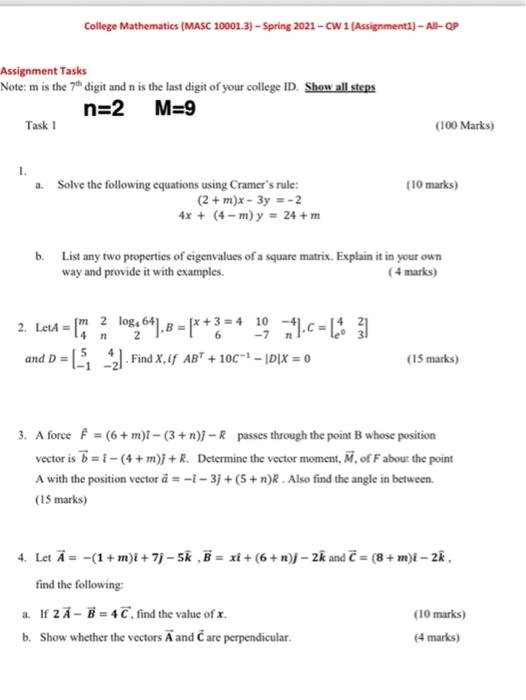 Solved College Mathematics Masc 3 Spring 21 Chegg Com