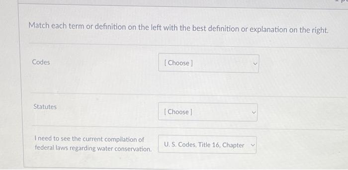 Match each term or definition on the left with the | Chegg.com