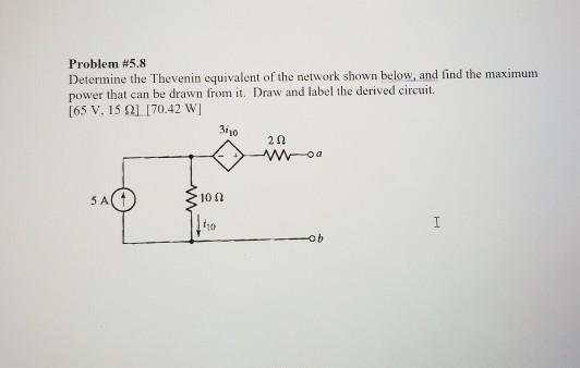 Solved Problem #5.8 Determine the Thevenin equivalent of the | Chegg.com