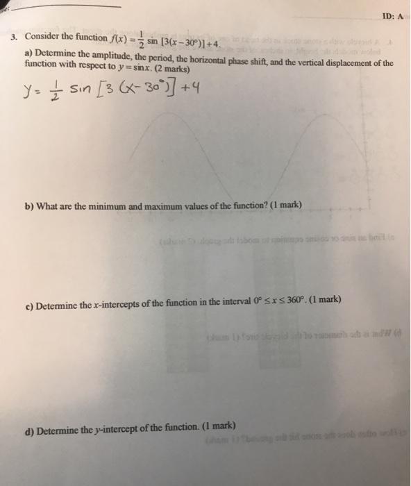 Solved ID: A 3. Consider the function f(x) sin [3(x - | Chegg.com
