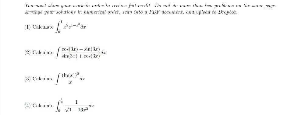 Solved You must show your work in order to receive full | Chegg.com