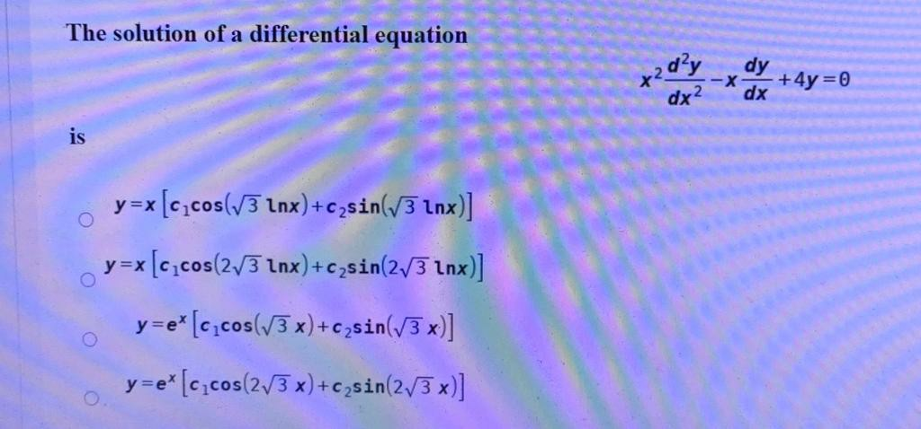 Solved The solution of a differential equation dạy dx2 dy -X | Chegg.com