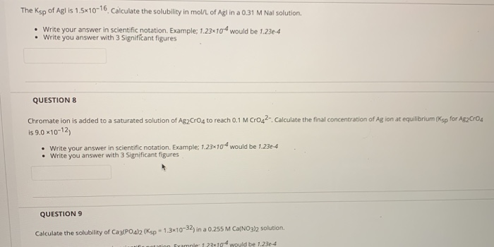 Solved The Ksp of Agl is 1.5x10 16. Calculate the solubility