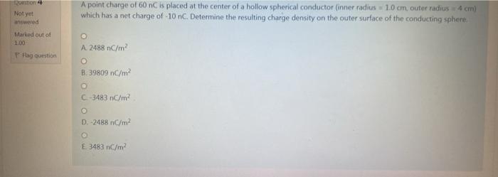 Solved Not yet A point charge of 60 nC is placed at the | Chegg.com