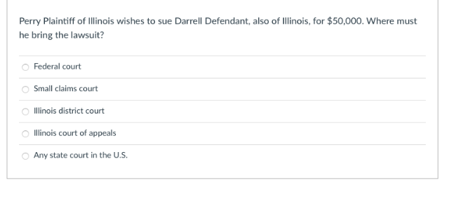 Solved Perry Plaintiff of Illinois wishes to sue Darrell Chegg com