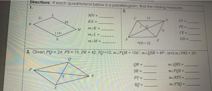 Directions If Each Quadrilateral Below Is A Chegg Com