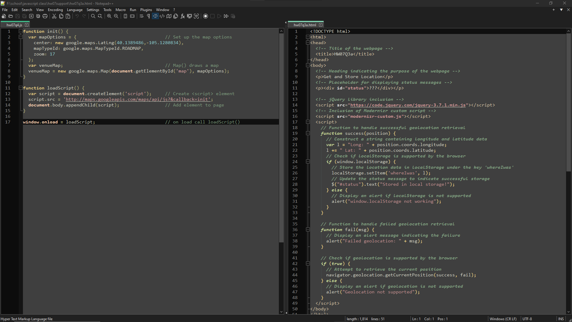 Solved Fi\schoolVjavascript class \hw07support \hw07q3a.html | Chegg.com