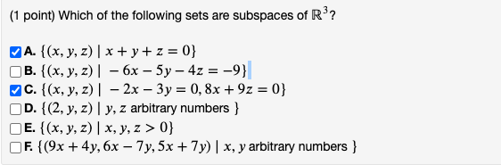 Solved ( 1 ﻿point) ﻿Which of the following sets are | Chegg.com
