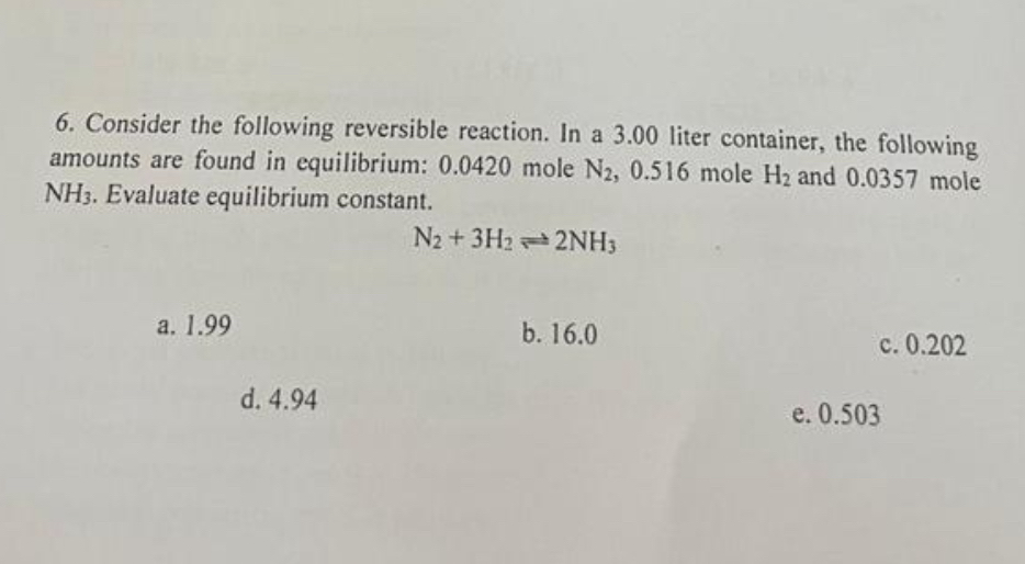 Solved Consider The Following Reversible Reaction. In A 3.00 | Chegg.com