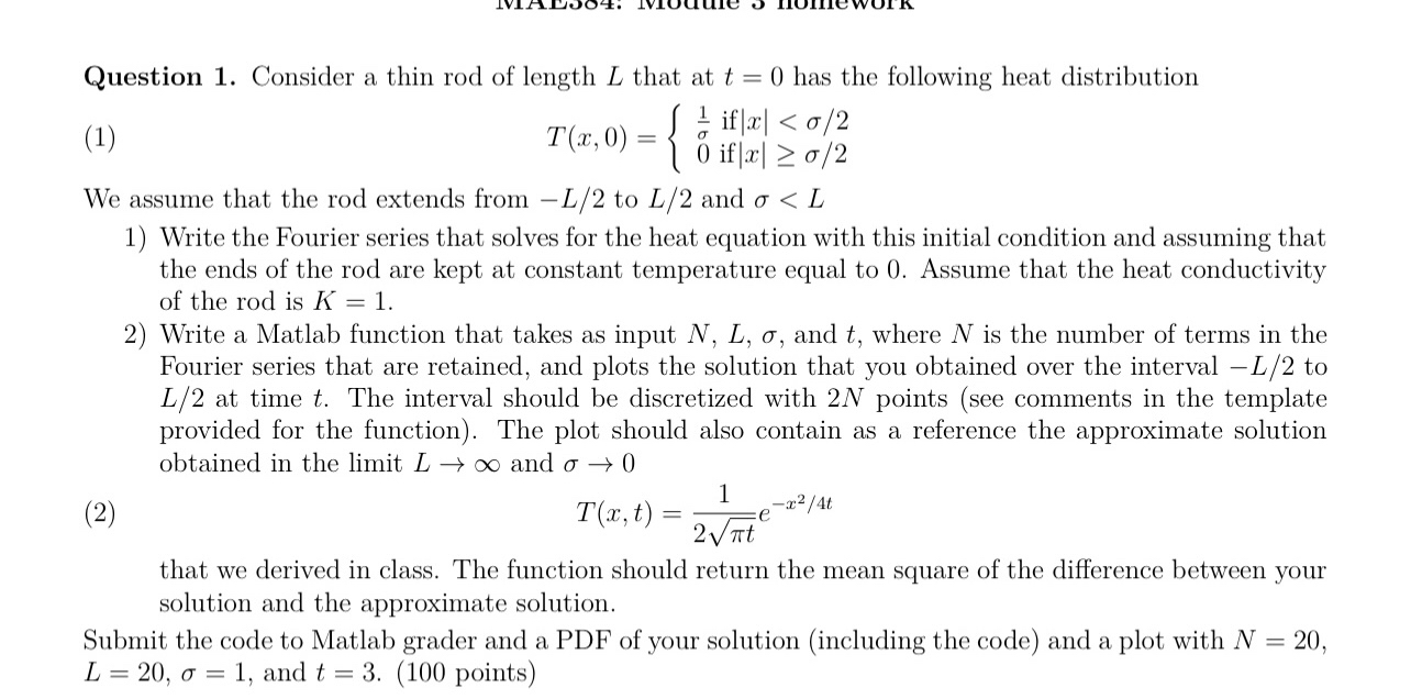 Question 1. ﻿Consider a thin rod of length L ﻿that at | Chegg.com