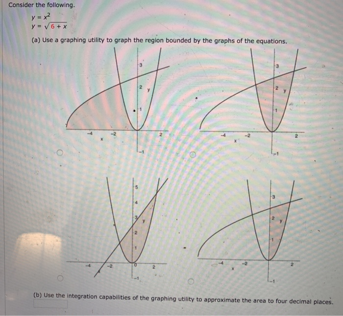 Solved Consider The Following Y X2 Y 6 X A Use A Chegg Com