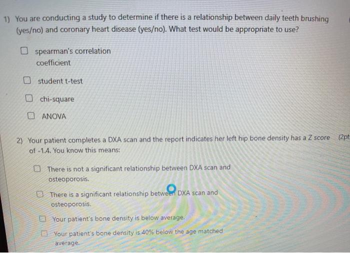 Solved 1) You are conducting a study to determine if there | Chegg.com