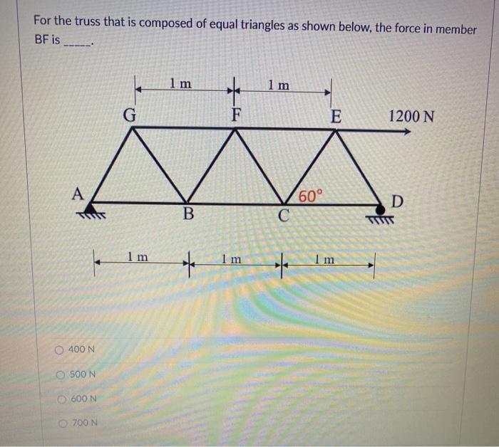Solved For the truss that is composed of equal triangles as | Chegg.com