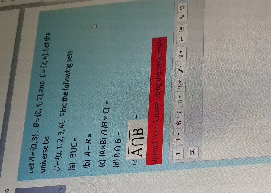 Solved 56 On Let A= {0,3}, B = {0,1,2), And C= {2,4). Let | Chegg.com