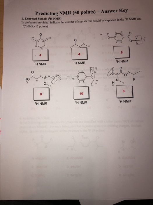 Solved Predicting NMR (50 Points) - Answer Key 1. Expected | Chegg.com