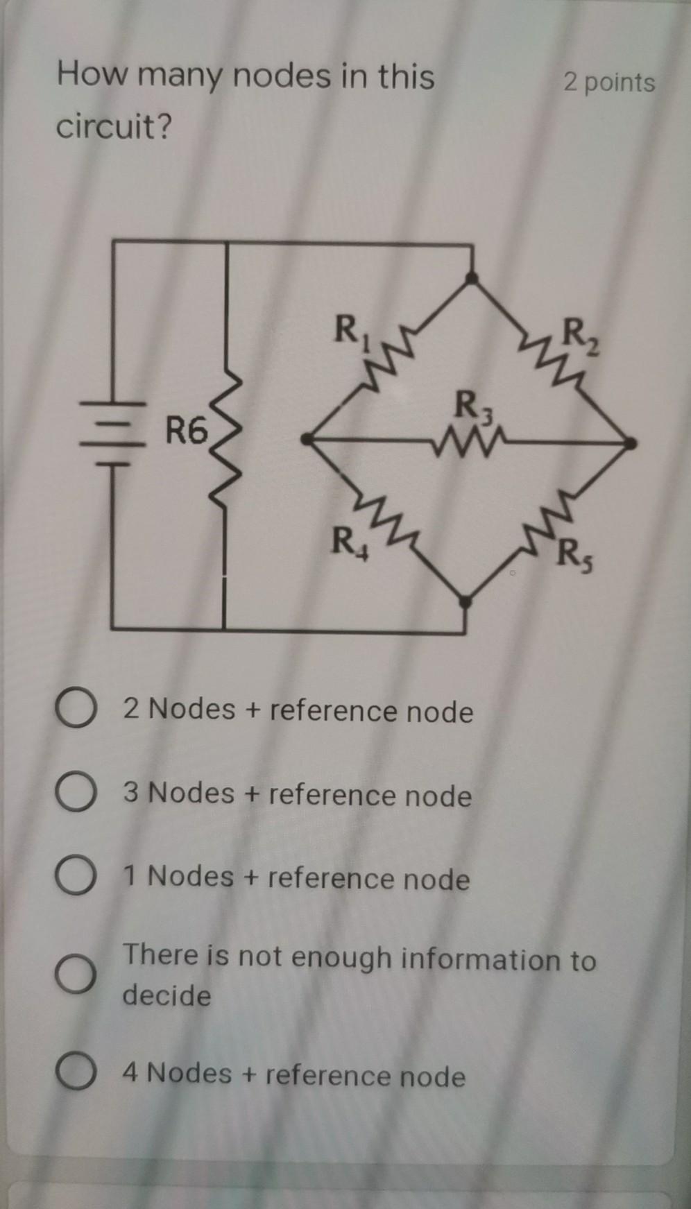 Solved 2 points How many nodes in this circuit? R3 R6 RA O 2 | Chegg.com
