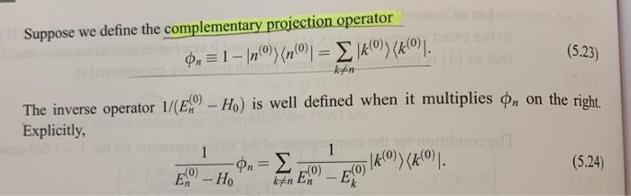 Solved (5.23) Suppose we define the complementary projection | Chegg.com