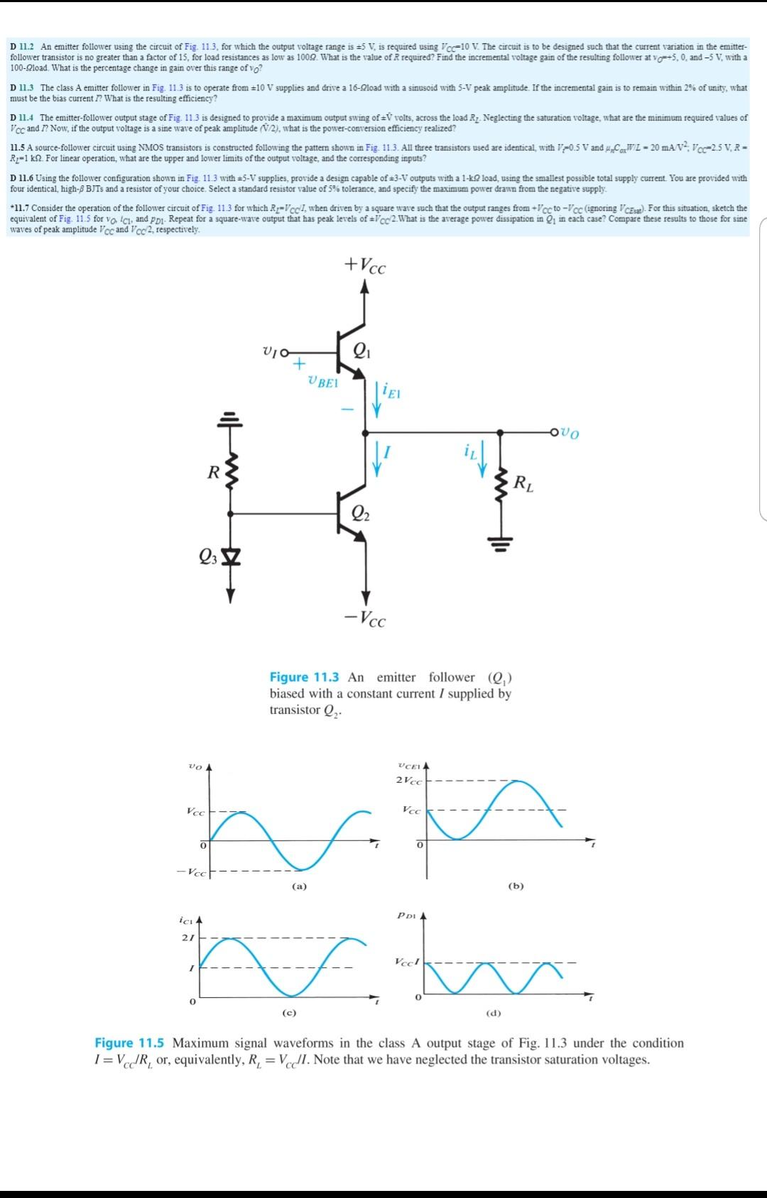 Solved D 11.2 An emitter follower using the circuit of Fig