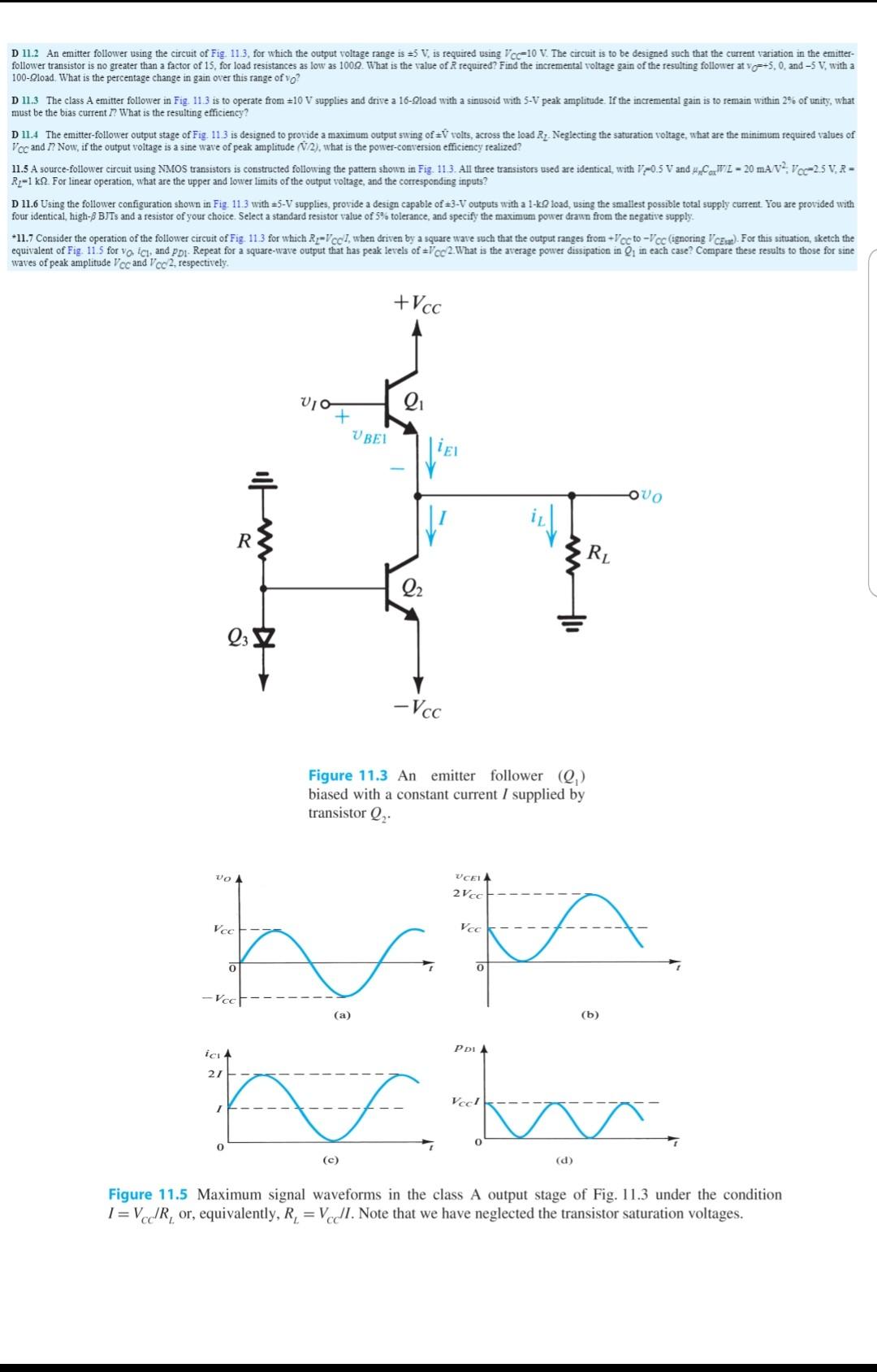 Solved D 11.2 An emitter follower using the circuit of Fig | Chegg.com