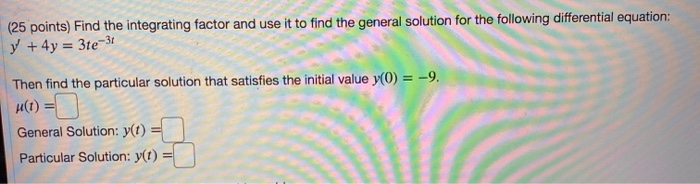 Solved Problem 1. (25 points) Find the general solution for | Chegg.com