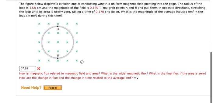 Solved The figure below displays a circular loop of | Chegg.com