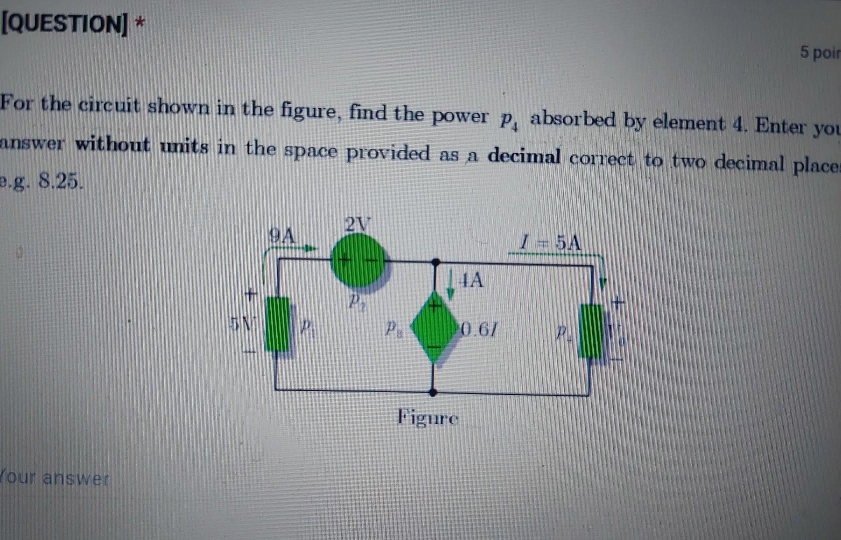 Solved For the circuit shown in the figure, find the power | Chegg.com