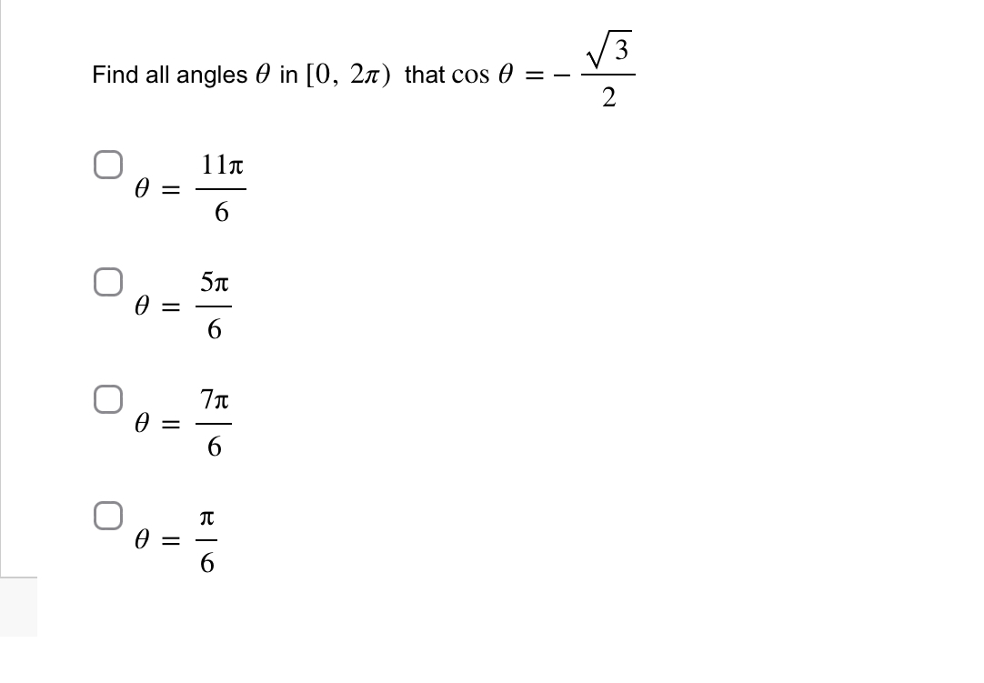 Solved Find all angles θ ﻿in [0,2π) ﻿that | Chegg.com