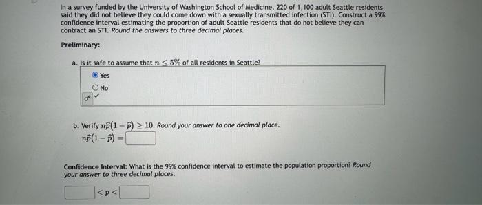 Solved In a survey funded by the University of Washington | Chegg.com