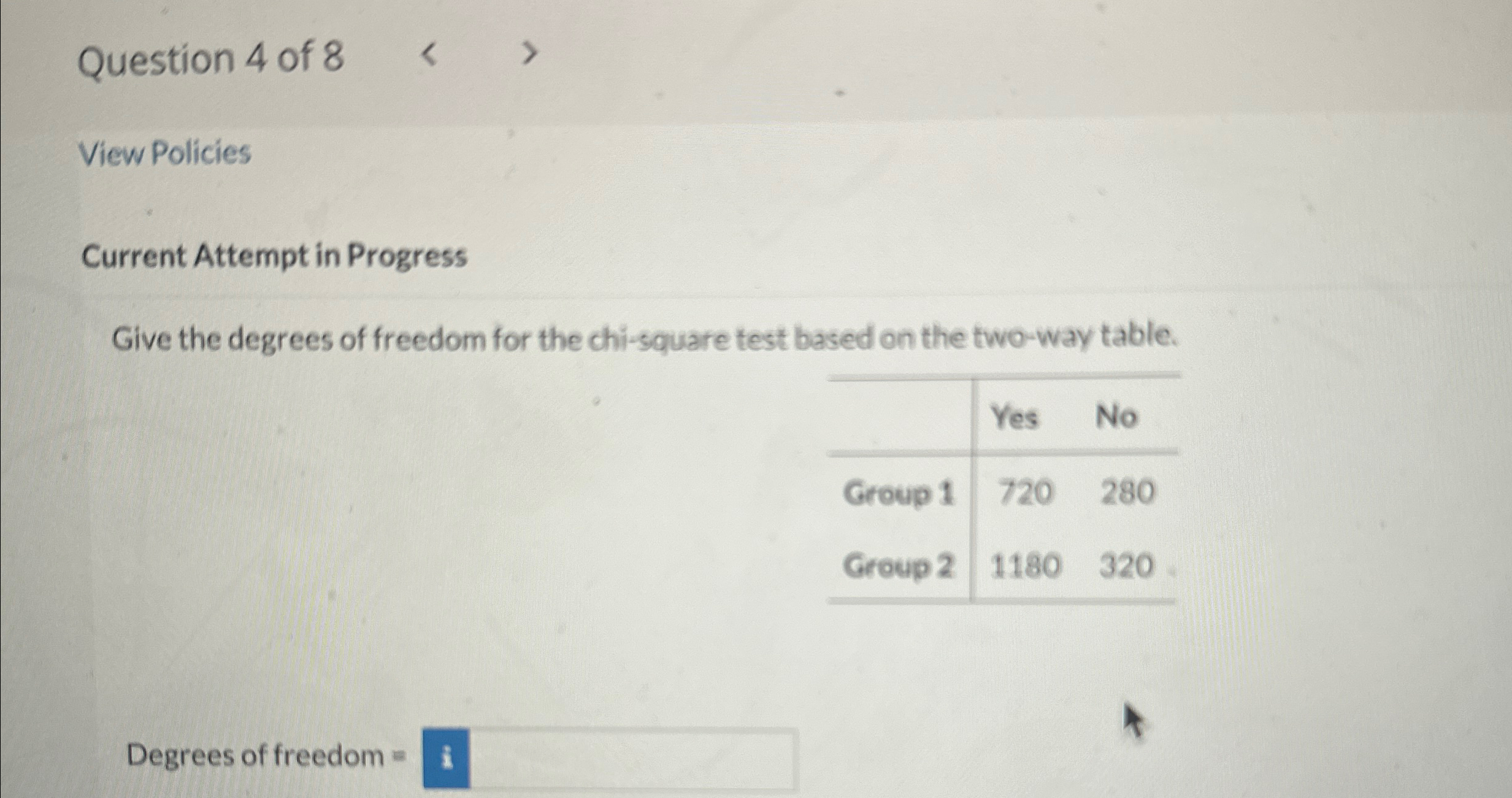 Solved Question 4 ﻿of 8View PoliciesCurrent Attempt in | Chegg.com