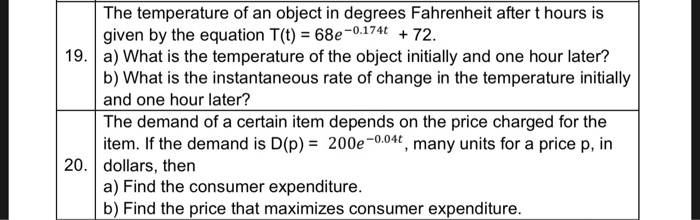 Solved The temperature of an object in degrees Fahrenheit | Chegg.com