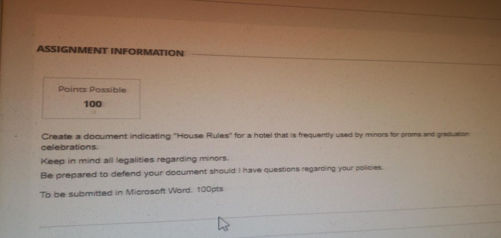 ASSIGNMENT INFORMATION Points Possible 100 Create a | Chegg.com