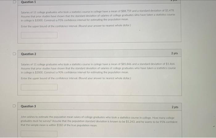 Solved Question 1 Salaries of 11 college graduates who took | Chegg.com