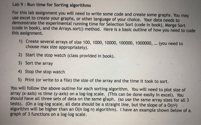 Solved Lab 9 : Run time for Sorting algorithms For this lab | Chegg.com