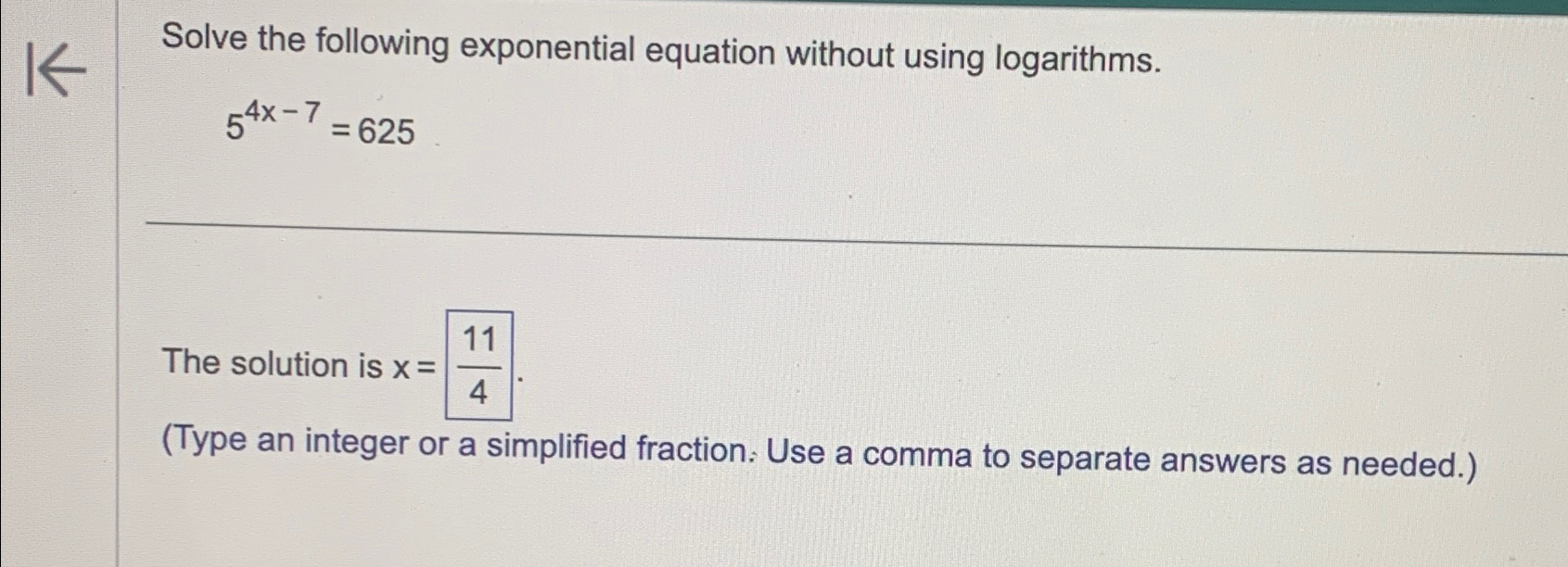 Solved Solve the following exponential equation without | Chegg.com