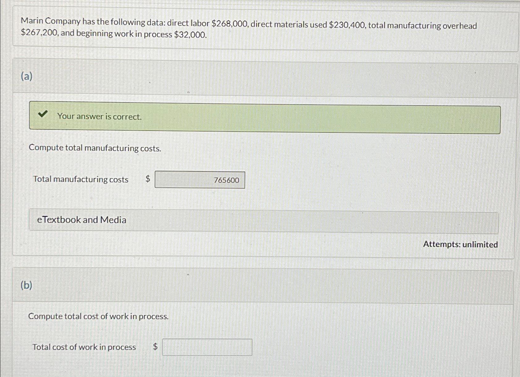 Solved Marin Company has the following data: direct labor | Chegg.com