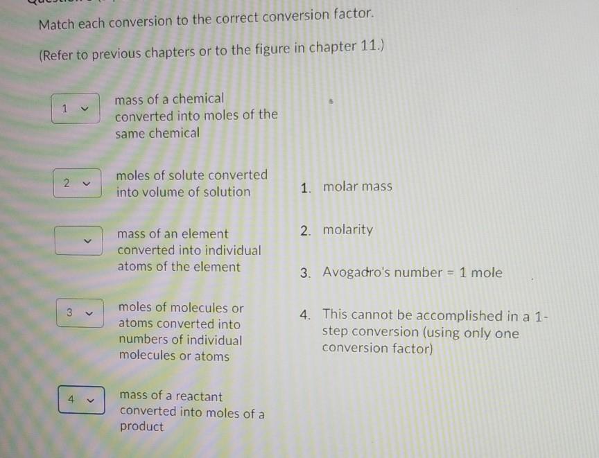 Solved Match each conversion to the correct conversion | Chegg.com