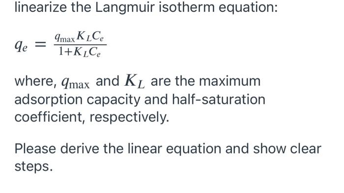 solved-linearize-the-langmuir-isotherm-equation-imax-klcc-chegg