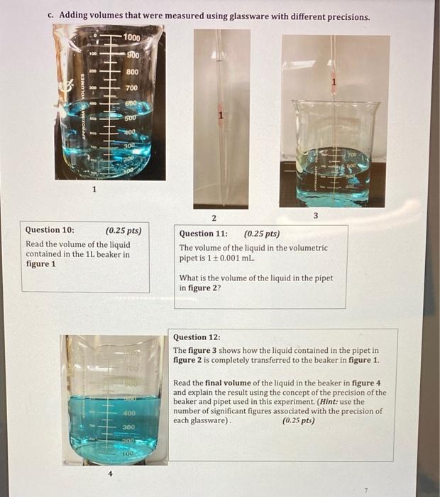 Solved c. Adding volumes that were measured using glassware | Chegg.com