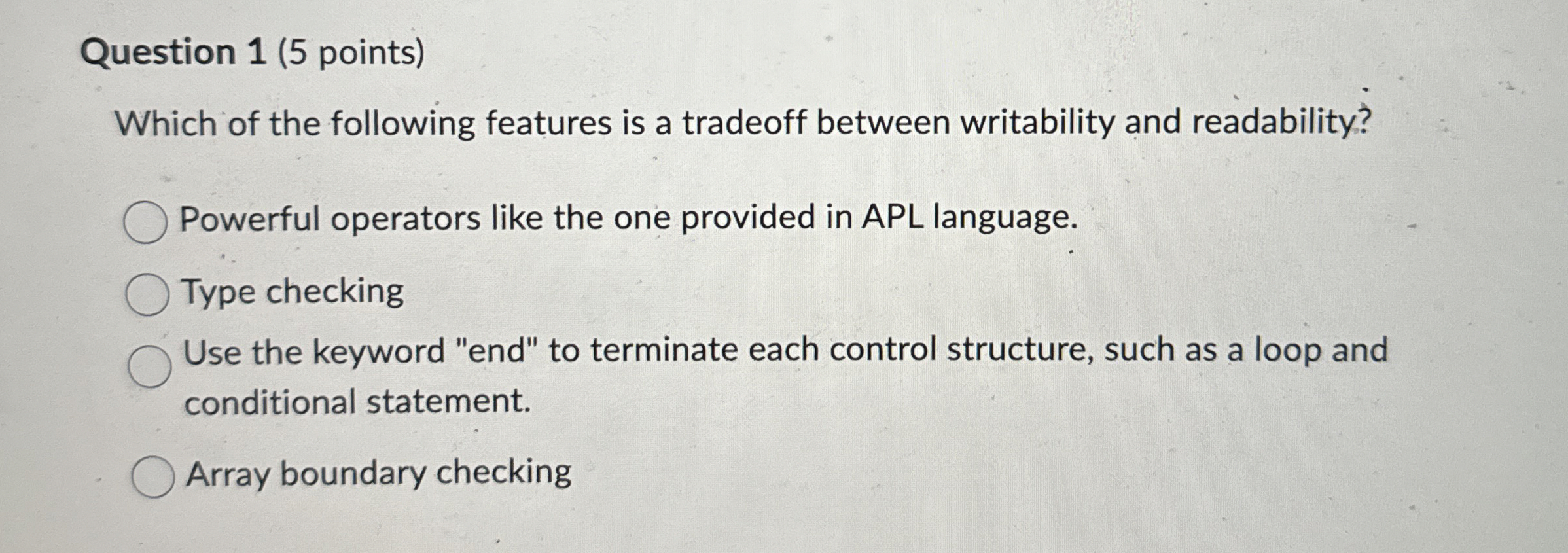Solved Question 1 (5 ﻿points)Which of the following features | Chegg.com
