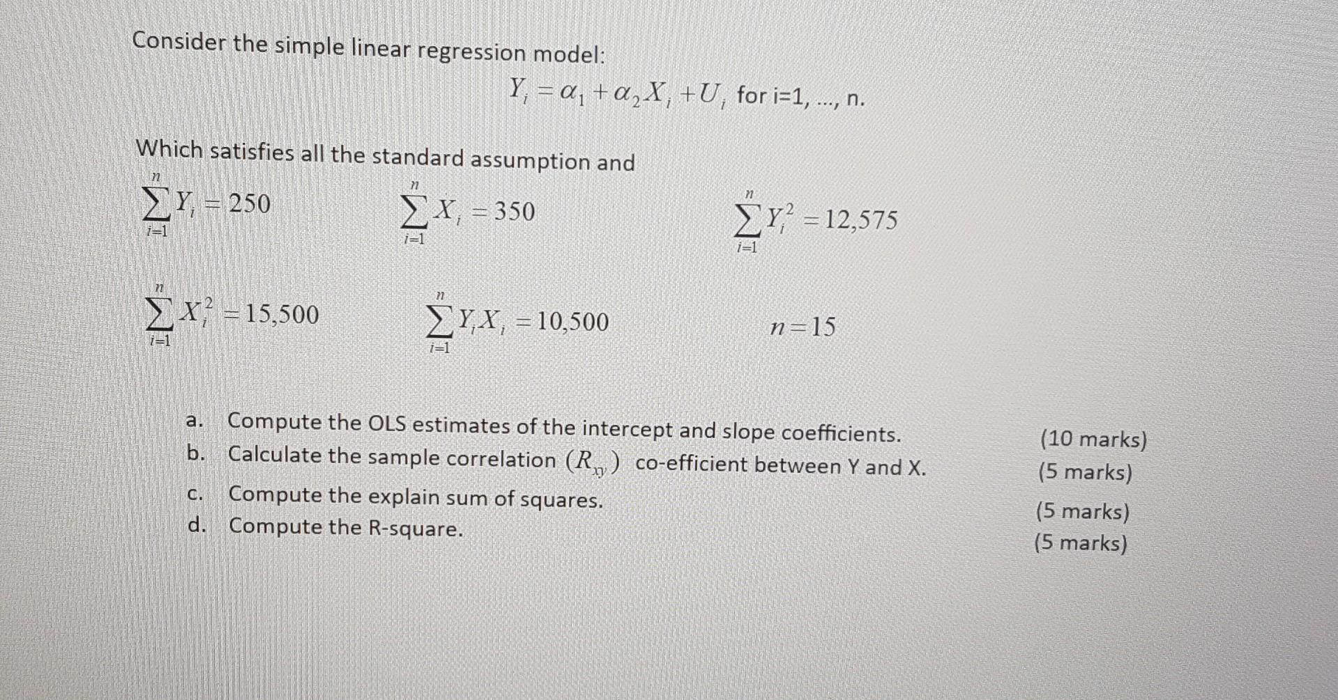 Solved Consider The Simple Linear Regression Model: Y = A, | Chegg.com