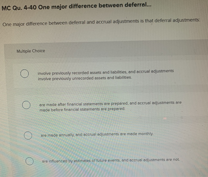 Solved MC Qu 4 40 One Major Difference Between Deferral Chegg