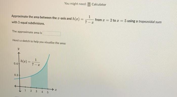 Solved You might need: Calculator Approximate the area | Chegg.com