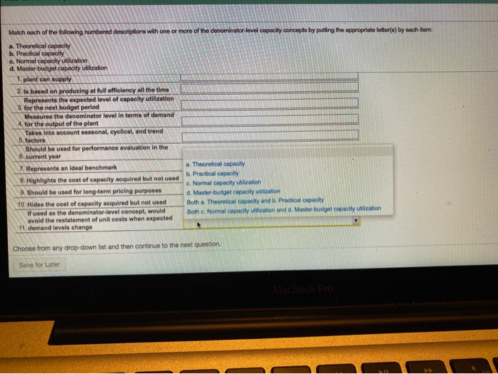 Solved Match Each Of The Following Numbered Descriptions Chegg Com