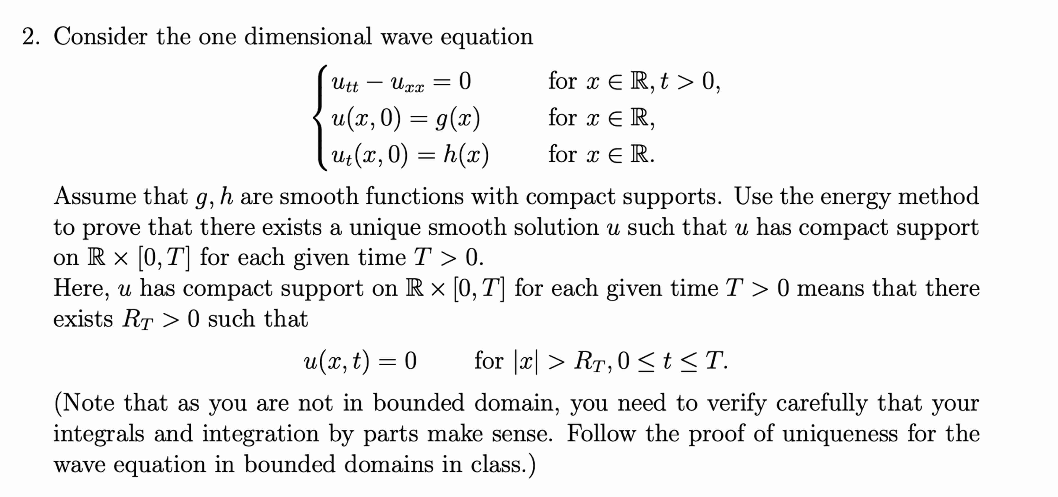 Solved Consider the one dimensional wave equationutt-u×=0 | Chegg.com