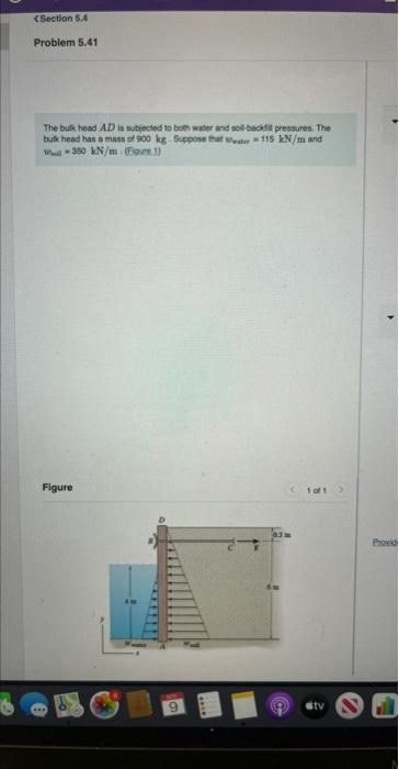 Solved The bulk head AD is tubjecied to both water and sol | Chegg.com