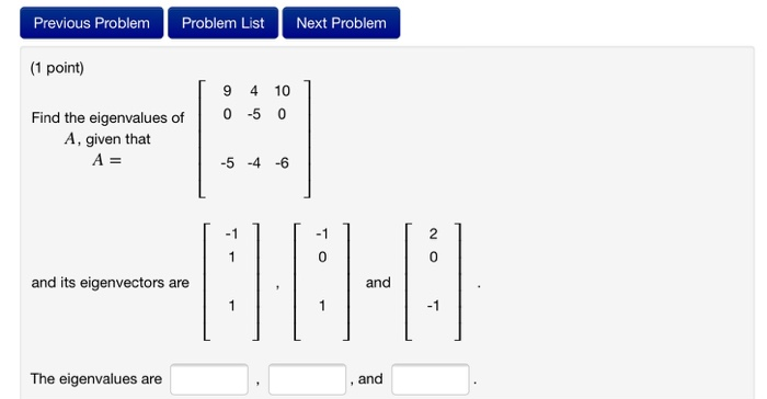 Solved Previous Problem Problem List Next Problem (1 point) | Chegg.com